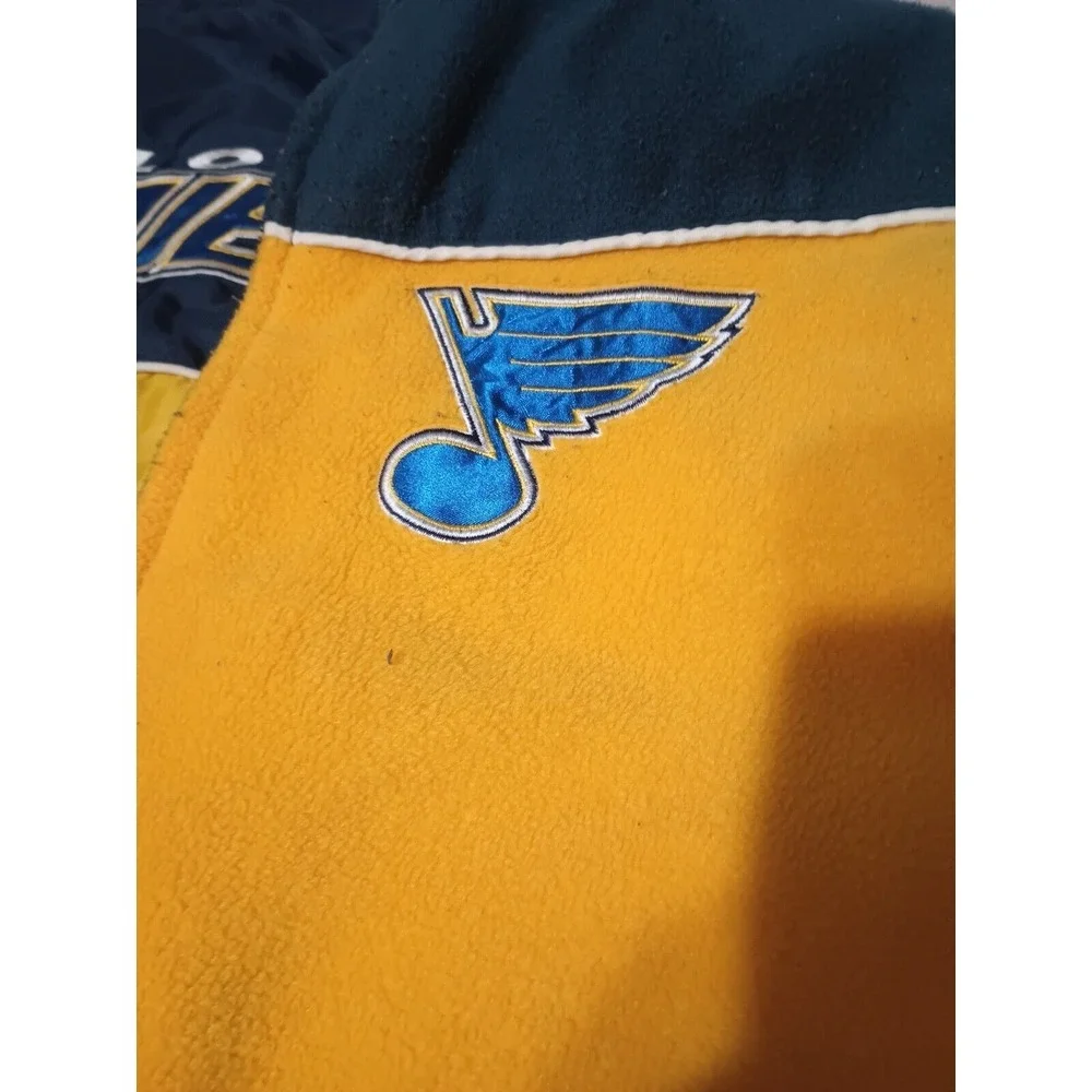 Vintage St Louis Blues Hockey Men's Reversible Jacket Blue‎ & Gold Size XL